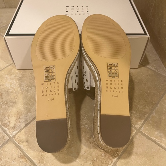 White House Black Market Laser-Cut Espadrille Wedge Slide Sandals - Picture 5 of 5
